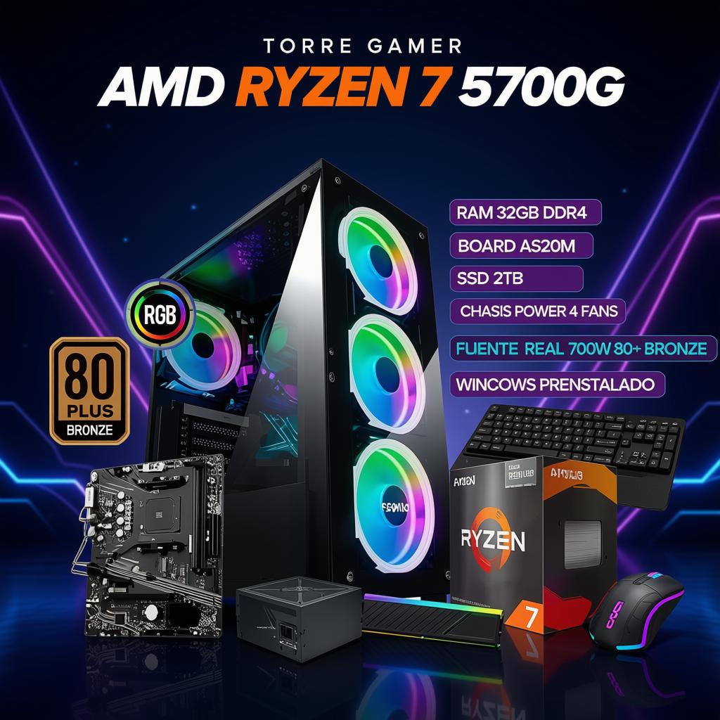 Servidor Torre AMD Ryzen 7 5700G 32 GB 2 TB